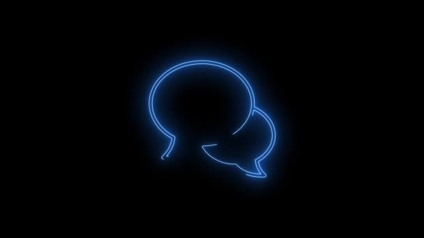 Rekaman Video Dari Ikon Blue Glowing Comment Neon Lokasinya Neon — Stok Video