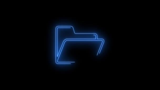 Nagranie Wideo Świecącej Ikony Folderu Komputerowego Pętla Neon Lines Abstrakcyjna — Wideo stockowe