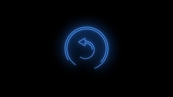 Video Záběry Neonové Ikony Blue Glowing Left Rotate Smyčka Neon — Stock video