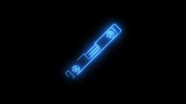 Videomaterial Von Blue Glühenden Level Neon Symbol Looping Neon Lines — Stockvideo