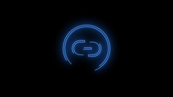 Video Záběry Neonové Ikony Blue Glowing Link Smyčka Neon Lines — Stock video