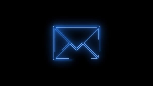 蓝色发光邮件的视频镜头 电子邮件霓虹灯图标 在黑色背景上抽象的环形霓虹灯线 未来的激光背景 无缝圈 4K视频 — 图库视频影像