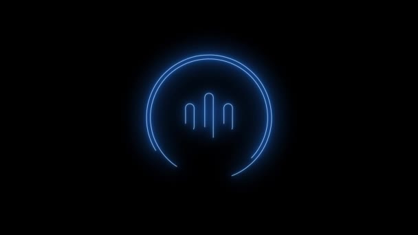 Video Záběry Neonové Ikony Blue Glowing Music Wave Smyčka Neon — Stock video