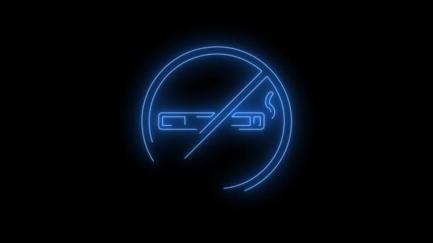 Video Footage Blue Glowing Smoking Neon Icon Looped Neon Lines — Stock Video