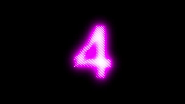 Video Záběry Neonové Ikony Číslo Čtyři Smyčka Neon Lines Abstraktní — Stock video