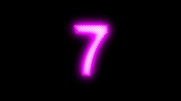 Rekaman Video Pink Glowing Number Seven Ikon Neon Looped Neon — Stok Video