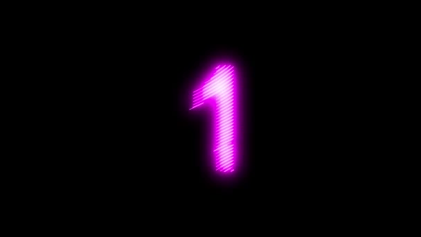 Video Pink Incandescente Icona Neon Numero Uno Linee Neon Loop — Video Stock