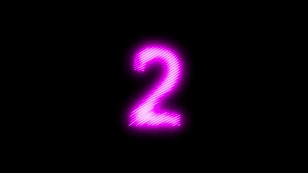 Videobeelden Van Pink Gloeiende Nummer Twee Neon Icoon Looped Neon — Stockvideo