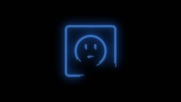 Video Blue Incandescente Presa Corrente Icona Neon Linee Neon Loop — Video Stock