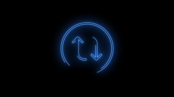 蓝色发光Retweet Repost Share Post Neon图标的视频片段 在黑色背景上抽象的环形霓虹灯线 未来的激光背景 无缝圈 4K视频 — 图库视频影像
