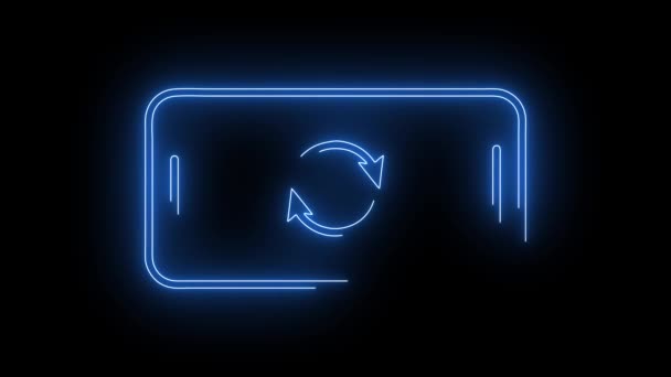 Videomaterial Von Glühend Rotierendem Smartphone Symbol Looping Neon Lines Abstrahieren — Stockvideo