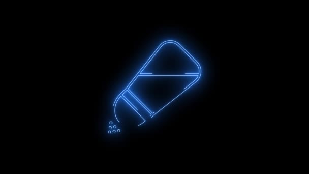 Nagranie Wideo Świecącej Ikony Solniczki Pętla Neon Lines Abstrakcyjna Czarnym — Wideo stockowe