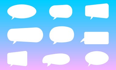 Konuşma baloncukları, ikonlar. Kabarcık metni, çizgi film sohbet kutusu, mesaj kutusu temsilcisi illüstrasyonu