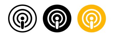 Podcast simgesi çizgili, izole edilmiş ve renkli versiyonu. Podcast işareti. Vektör illüstrasyonu