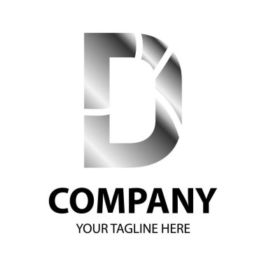 D harfi gümüş logo. D Harf Tasarım Vektörü. Modern konseptle logoti tasarla. Vektör illüstrasyonu