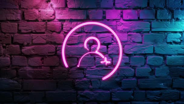 Videofelvétel Pink Izzó Add New Member User Neon Icon Brick — Stock videók
