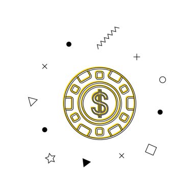 Kumarhane, geometrik şekilli kumar çipi simgesi. Vektör illüstrasyonu