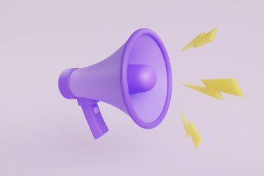 Icon for web background design. Promotion advertising loudspeaker. Megaphone speaker. Technology concept. Information concept. Icon symbol. 3d template. 3d render illustration.