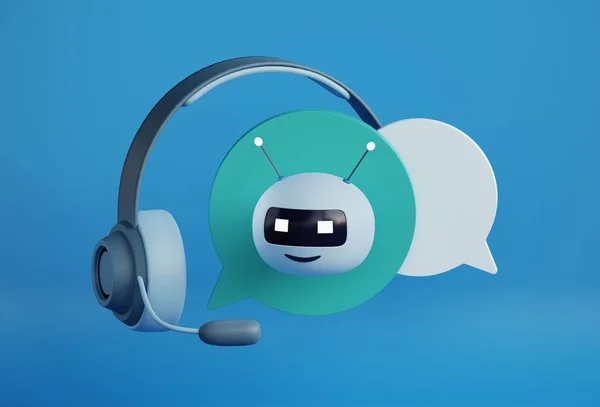 Konsept Tasarım Için Mesaj Robot Kulaklık Içeren Boyutlu Illüstrasyon Sohbet — Stok fotoğraf