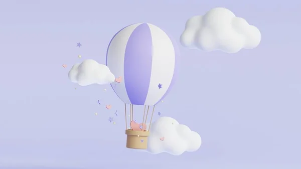 Karte Mit Blauer Luftballonwolke Auf Buntem Hintergrund Heißluftballonfahrt Urlaubskarten Entwerfen — Stockfoto