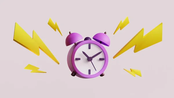 Reloj Retro Violeta Alarmante Sobre Fondo Blanco Diseño Concepto Ilustración — Foto de Stock