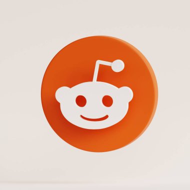Reddit logo simgesi. 3 boyutlu resimleme. Sosyal ortam simgesi