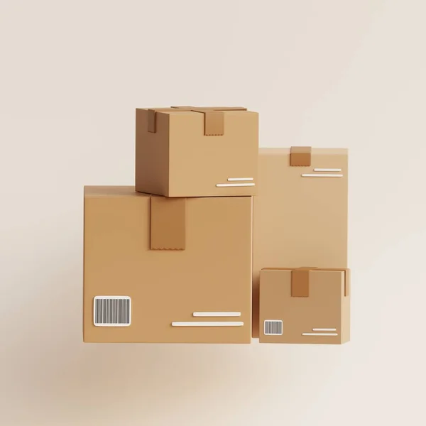 Karton Kutular Teslim Edildi Karton Kutuları Kapatır Resimleme — Stok fotoğraf