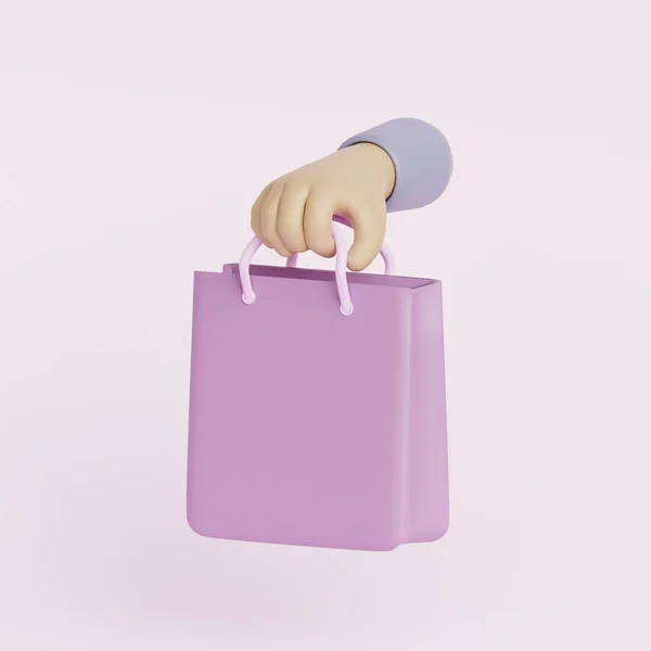 Hand Haltenden Einkaufstasche Symbol Lieferkonzept Gestaltungselement Online Shopping Darstellung — Stockfoto
