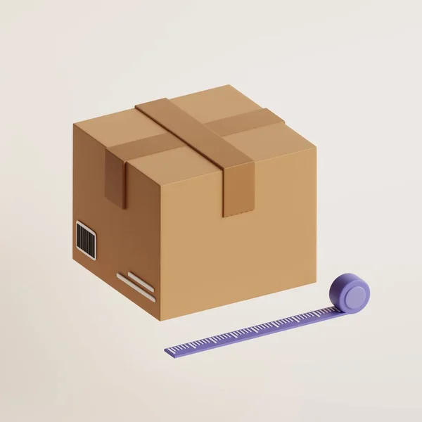 Коробка Упаковки Картона Размер Коробки Трехмерная Иллюстрация — стоковое фото