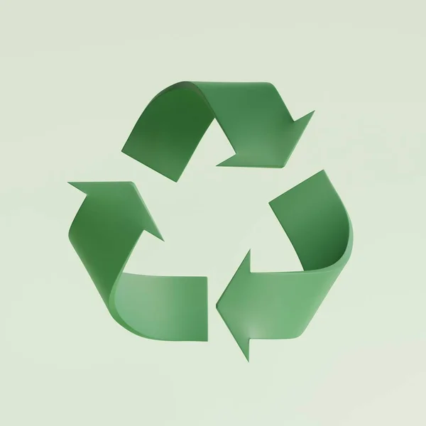 緑のリサイクル記号 リサイクルアイコン 3Dレンダリング図 — ストック写真