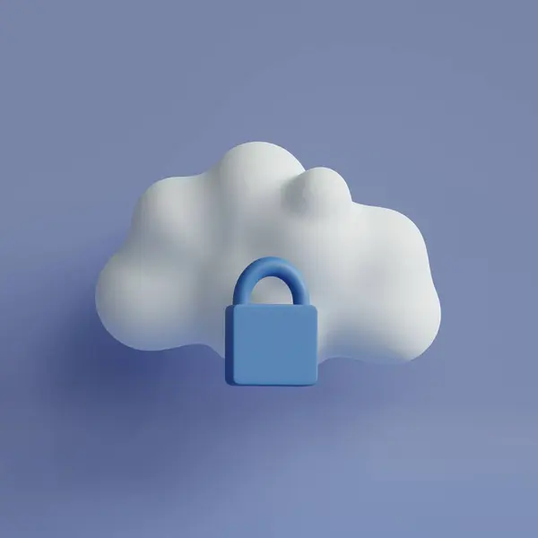 Protección Seguridad Datos Almacenamiento Nube Ilustración Renderizado —  Fotos de Stock