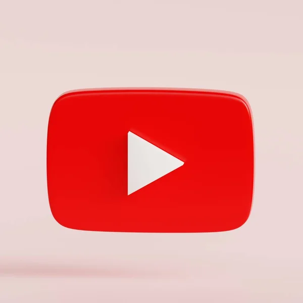 Ícone Logotipo Youtube Isolado Fundo Branco Renderizar Ilustração — Fotografia de Stock