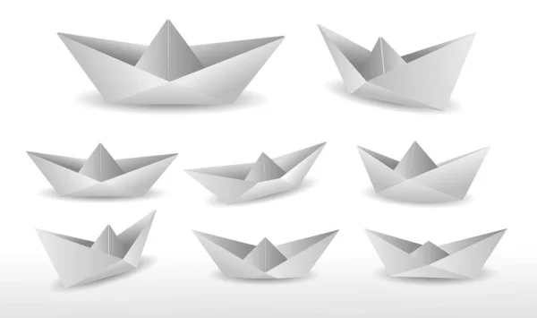 folded paper boat origami. modern origami paper ship. collection realistic paper boat origami.