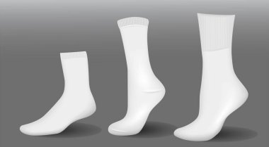 various white socks foot wear mockup isolated 3D illustration