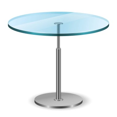 modern glass round dining table isolated on white background 3D illustration