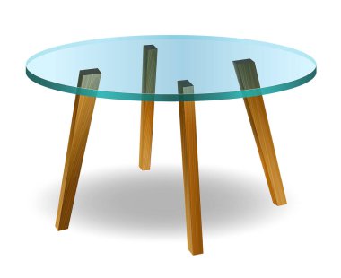 modern glass round dining table isolated on white background 3D illustration