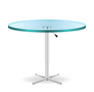 modern glass round dining table isolated on white background 3D illustration