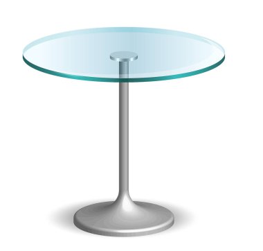 modern glass round dining table isolated on white background 3D illustration