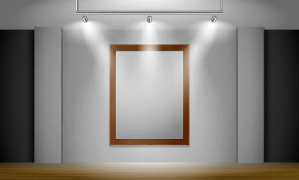 Interior Empty Gallery Room Design Isolated Illustration — Stock Vector