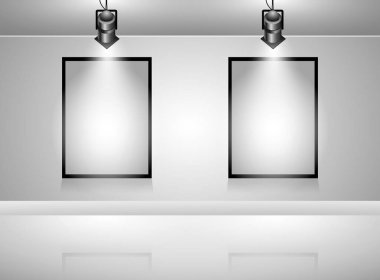 interior empty gallery room design isolated - 3d illustration