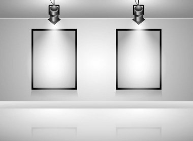 interior empty gallery room design isolated - 3d illustration