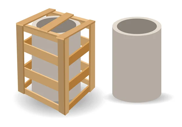 Wooden Boxes Realistic Isolated White Illustration — Vetor de Stock