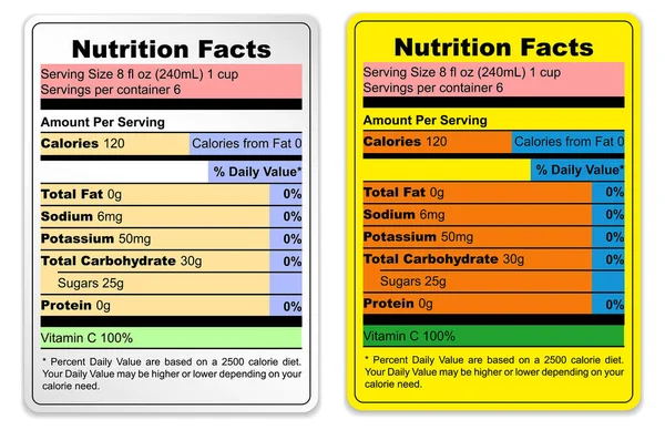 Nutrition Table Information Label Isolated White — Stock Vector