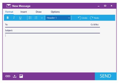 E- posta iletisi boş şablon penceresinin arayüzü - 3d illüstrasyon