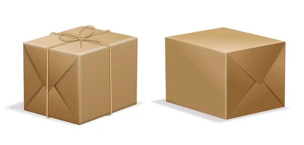 茶色の紙に包まれた現実的な小包ボックス 3Dイラスト — ストック写真