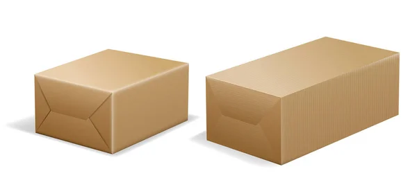 Realistic Parcel Box Wrapped Brown Paper Illustration — Stock Photo, Image