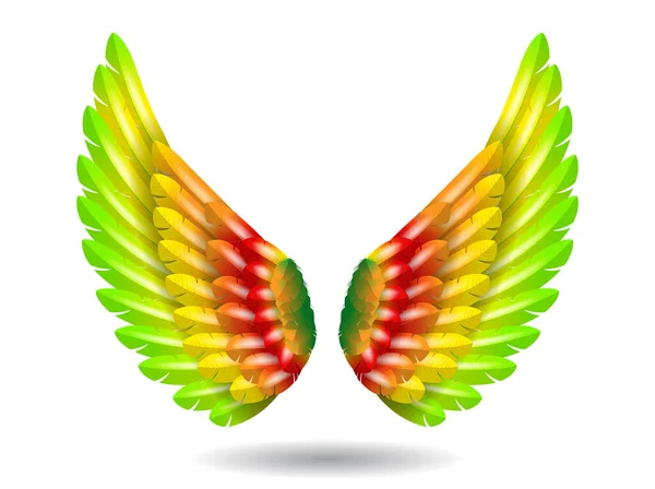 现实彩虹天使翅膀隔离 3D插图 — 图库矢量图片