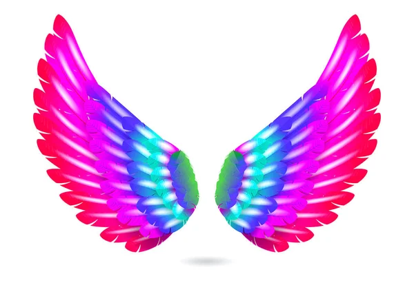 現実的な虹の天使の翼が孤立 3Dイラスト — ストック写真