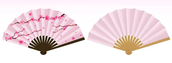 Japanese Folding Fan Cherry Blossom Isolated Illustration — Stock Vector