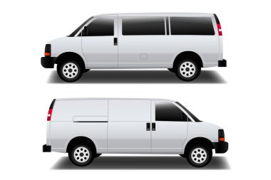 Gerçekçi beyaz klasik minivan kargo izole - 3D illüstrasyon